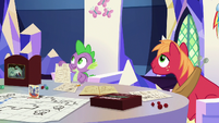 Spike holding O&O character creation sheet S6E17