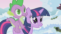 Twilight and Spike nearing animal team area S1E11