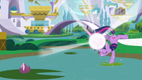 Twilight hoof-standing on lilypad S3E01