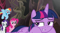 Twilight smiling with exhaustion S8E26