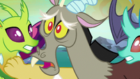 Discord shoves changelings aside and sees Fluttershy S6E26