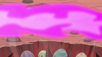 Pink flames over the dragon eggs S9E9