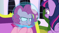 Pinkie Pie's spit fills her space helmet S9E4