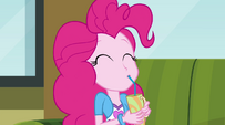 Pinkie Pie quickly drinking her milkshake EG2