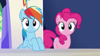 Rainbow and Pinkie look at Rarity S6E15