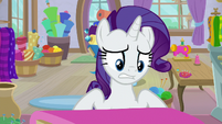 Rarity looking at pallet of pink fabric S9E19