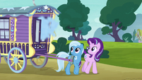 Smoke pours out of Trixie's wagon S8E19