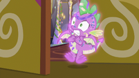 Spike surprised by the ponies' return MLPBGE