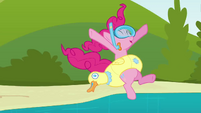 Pinkie Pie descending into water S3E3