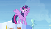 Twilight flying down to her friends S4E24