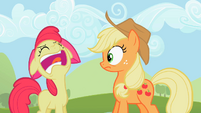 Apple Bloom, proudly displaying the meaning of the word 'Uncouth'