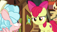 Apple Bloom looks disapprovingly at Cozy Glow S8E12