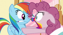 Pinkie demanding Rainbow for more cookies S6E15