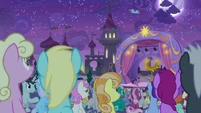 Ponies filling the Canterlot stadium S9E17