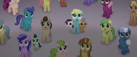 Ponies looking at the airship in fear MLPTM