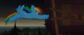 Rainbow Dash pushing the hot air balloon MLPTM