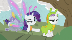 Rarity and Sweetie Belle dressed as butterfly and caterpillar S7E6.png