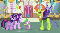 Spike surprised to see Thorax in Ponyville S7E15