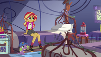 Sunset Shimmer sitting on her tent bed EG4