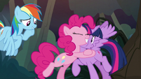 Pinkie Pie hugging Twilight Sparkle S8E13