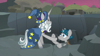 Star Swirl helps Stygian out of the crater S7E26