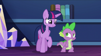 Twilight and Spike look at each other S5E22