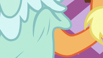 Applejack holding Lily Lace's dress fabric S7E9