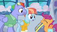 Bow and Windy look at Scootaloo's scrapbook S7E7