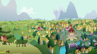 A skyview of Ponyville.