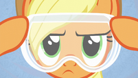 Applejack putting on safety goggles S6E10