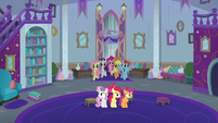 Main five enter Twilight Sparkle's office S8E12