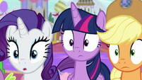 Rarity, Twilight, and AJ hear Discord's voice S9E24