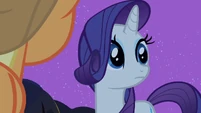 Rarity ponders over Applejack's words.
