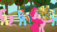 Pinkie Pie takes advantage of being first in line.