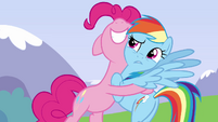 Pinkie Pie hugging Rainbow Dash S3E07