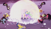 Princess Celestia blows the Crystal Ponies away S5E25