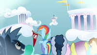 Rainbow Dash and the audience listening to the result S03E12