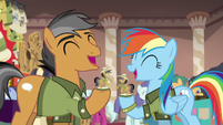 Rainbow and Quibble laughing over their gifts S6E13