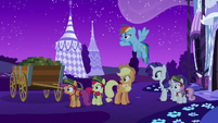 Rainbow and friends looking at zombies S6E15