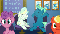 Vapor Trail hides her face in her hooves S6E24