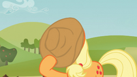 Applejack covers face with hat S03E08