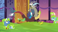 Discord hovers over the pool of slime S5E7