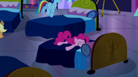 Pinkie Pie jumps into her bed S5E13