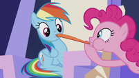 Pinkie blowing party horn S5E8