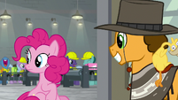 Pinkie looking back at the workers S9E14