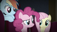 RD, Pinkie, and Fluttershy look at each other S9E6