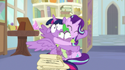 Starlight tightly hugs Twilight and Spike S9E20