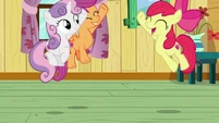 The Cutie Mark Crusaders jump in excitement S6E4