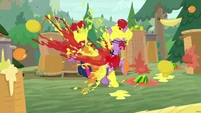 Twilight and Spike assaulted with fruit S9E5.png (1,001 KB)
