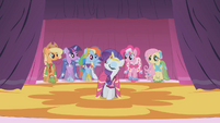 Main 6 ponies showing off in the better dresses S1E14